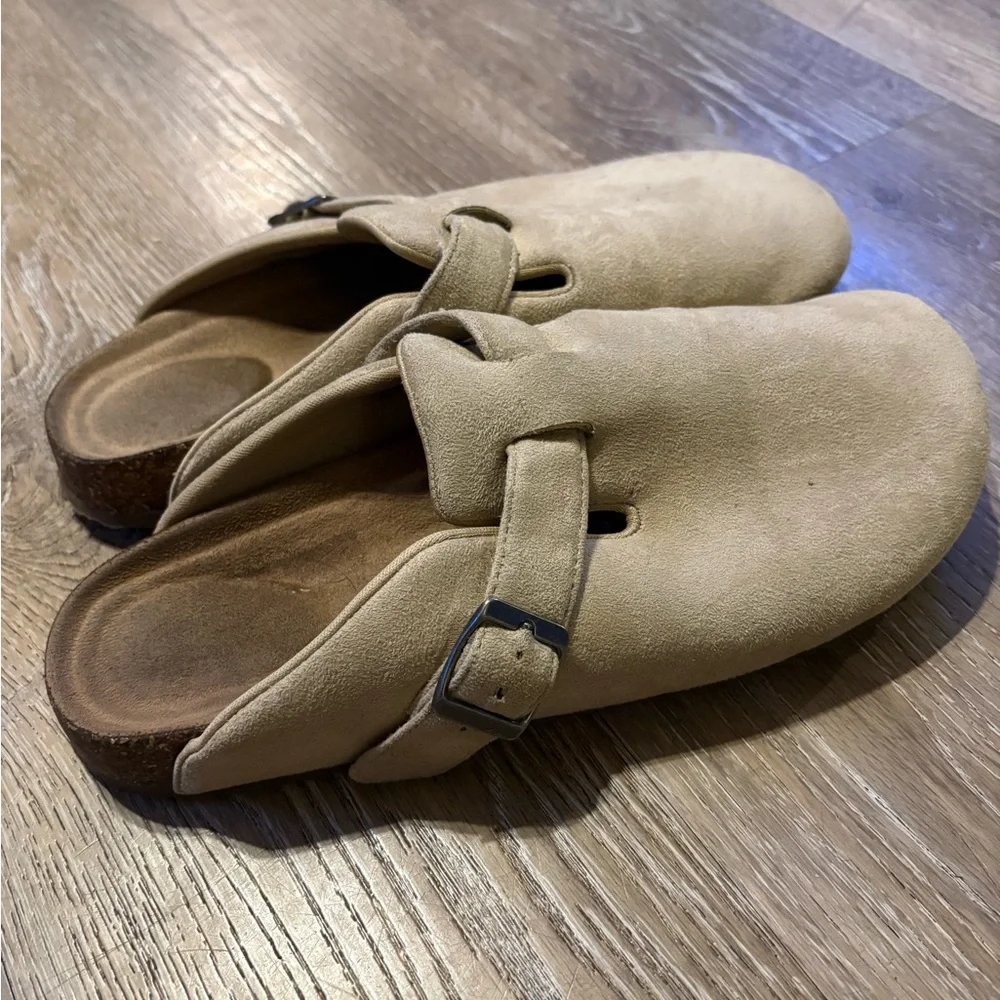 Tan Suede Clogs - Picture 2 of 3